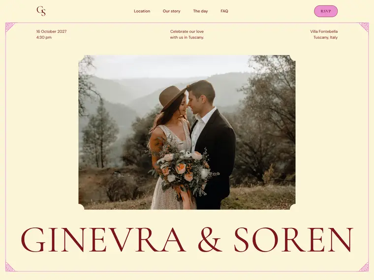 Aurelia, a wedding website design